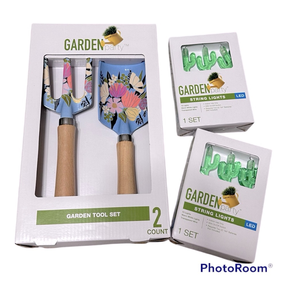 Garden Tool Set and String Lights